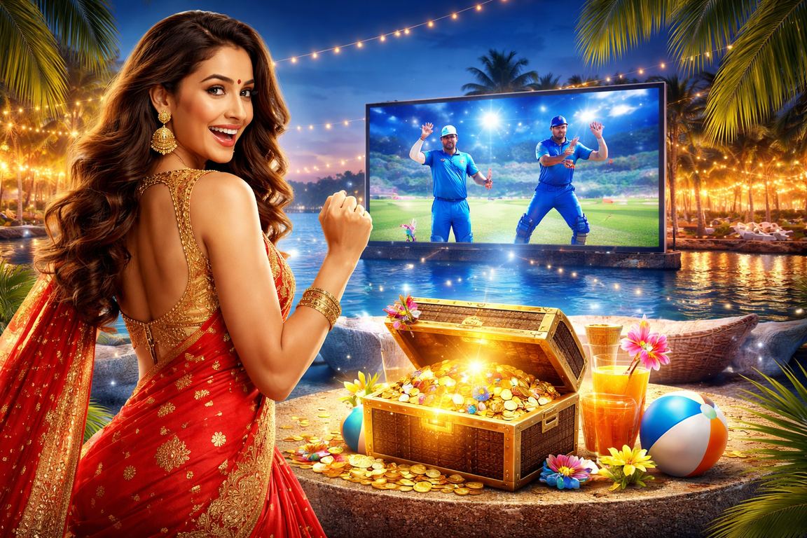 Indian woman using mobile for betting on cricket